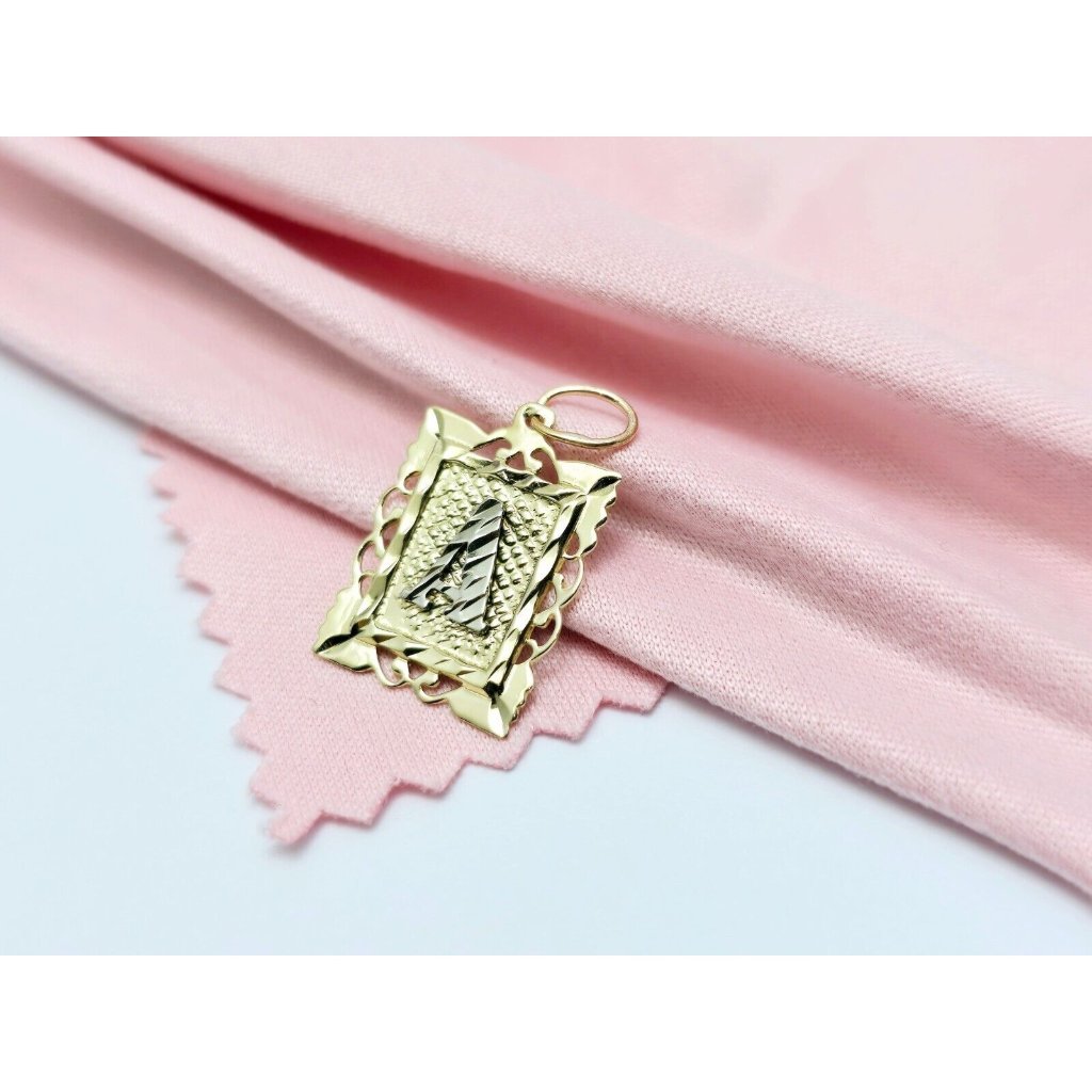 10k Solid Two Tone Multi Color Gold Designer Initial Letter  A  Charm Pendant